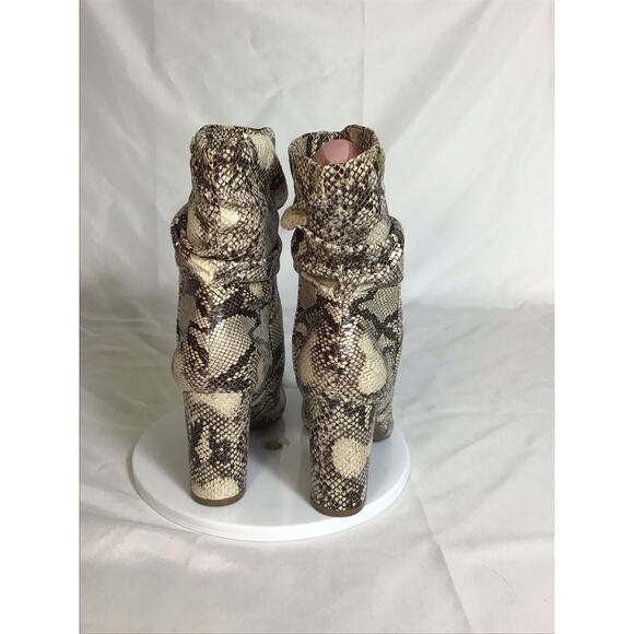 Bebe Women Vegan Snake Skin Mid Calf Boots Sz. 7 Brown 3.5” heel Edgy Y2K - Picture 3 of 12